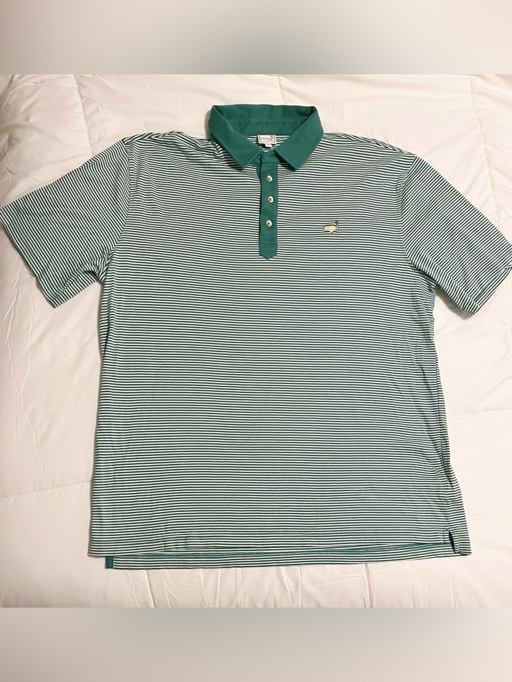 Men's Green Striped Masters Polo Shirt